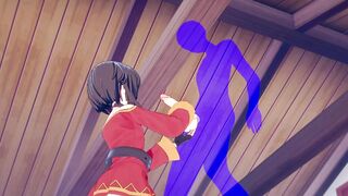 KonoSuba Anime - Megumin Hand Job with creampie into her face - Japanese chinese Manga hentai game porn