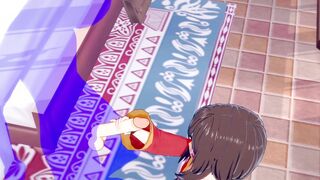 KonoSuba Anime - Megumin Hand Job with creampie into her face - Japanese chinese Manga hentai game porn