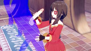 KonoSuba Anime - Megumin Hand Job with creampie into her face - Japanese chinese Manga hentai game porn