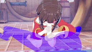 KonoSuba Anime - Megumin Rough Sex [Handjob, Fellatio and fucked] - Japanese oriental Manga cartoon game porn