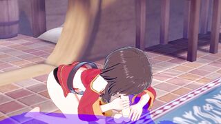 KonoSuba Anime - Megumin Rough Sex [Handjob, Fellatio and fucked] - Japanese oriental Manga cartoon game porn