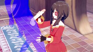 KonoSuba Anime - Megumin Rough Sex [Handjob, Fellatio and fucked] - Japanese oriental Manga cartoon game porn