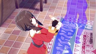 KonoSuba Anime - Megumin Rough Sex [Handjob, Fellatio and fucked] - Japanese oriental Manga cartoon game porn
