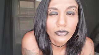 Punjab bimbo wearing african lipstick wants her lips and tongue rapped around your cock and taste your lips | close up | bondage