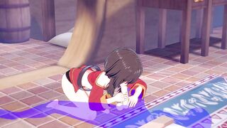 KonoSuba Cartoon - Megumin head and cum inside her mouth - Japanese eastern Manga animated game porn
