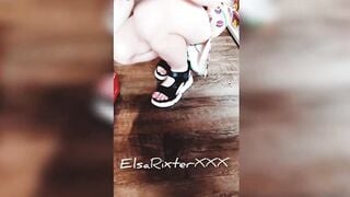 Outdoors flashing inside a shoe store, no lingerie. ElsaRixterXXX