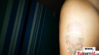 Amateur Thai 18 year old bargirl Por giving hand job then fucking a long white penis