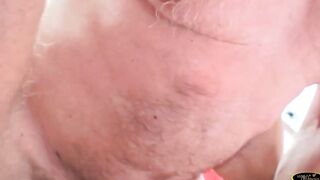 Mature plumber is turned on by blonde women resting inside his bed