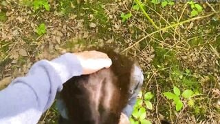 Meeting a stranger into the woods and quickly fuck her inside the bushes
