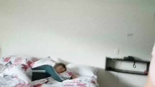 Martinasmith prank her blonde friend with a long squirt