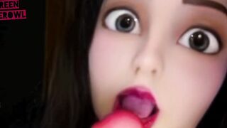 Happy doll plays with sex toy