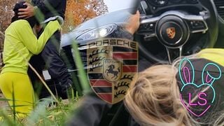 sexy Bitch Blowing Boyfriend’s Cock into the Vehicle - Cum