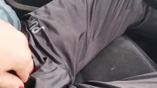 sexy Bitch Blowing Boyfriend’s Cock into the Vehicle - Cum