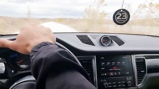 sexy Bitch Blowing Boyfriend’s Cock into the Vehicle - Cum