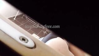 Stepdad spy 18 year old step daughter inside restroom masturbating with toothbrush