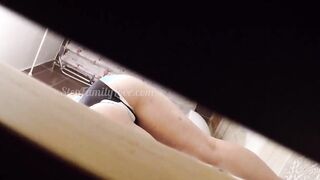 Stepdad spy 18 year old step daughter inside restroom masturbating with toothbrush
