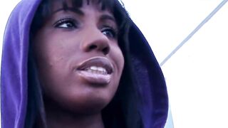 Ebony teenagers with natural jugs picked up on the street