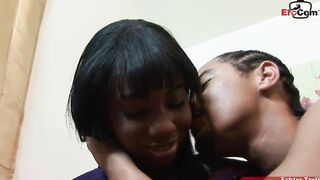 Ebony teenagers with natural jugs picked up on the street