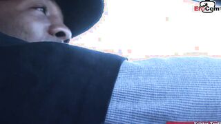 Dark Hair Teens with natural melons picked up at from a big black dick