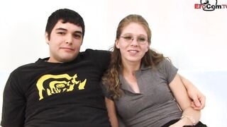 Slender Wifey with glasses fucks a big black cock infront of the cuckold