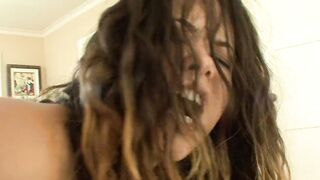 Dark Haired eighteen blows a penis and gets booty slammed