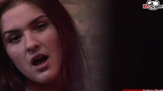 Dark Haired 18 yo inside a corset fucks inside an anal 3some FMM