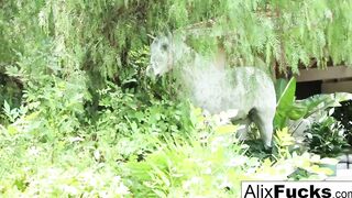 Viking Alix fucks herself with his horn