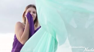 Naked inside outdoors.  Maria Mulberry  shows herself to passers-by completely nude