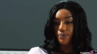 Black stepsisters Lala Ivey and Ashley Aleigh dyke sex inside an office