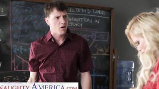 Sexual America - Huge tit teacher Casca Akashova fucks college girl on desk after a bad breakup