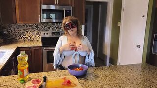 Crushing Food and RUBBING it onto My LONG MILF’S BOOBS
