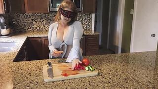 Crushing Food and RUBBING it onto My LONG MILF’S BOOBS