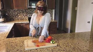 Crushing Food and RUBBING it onto My LONG MILF’S BOOBS