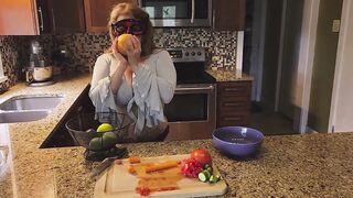 Crushing Food and RUBBING it onto My LONG MILF’S BOOBS