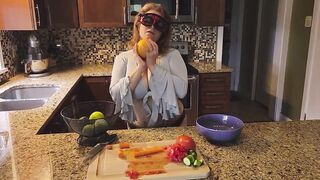 Crushing Food and RUBBING it onto My LONG MILF’S BOOBS