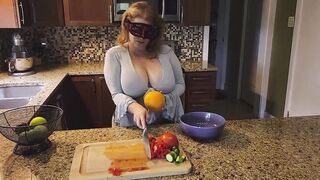 Crushing Food and RUBBING it onto My LONG MILF’S BOOBS