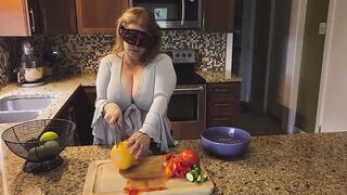 Crushing Food and RUBBING it onto My LONG MILF’S BOOBS