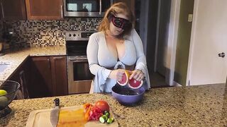 Crushing Food and RUBBING it onto My LONG MILF’S BOOBS