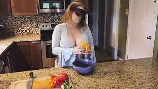 Crushing Food and RUBBING it onto My LONG MILF’S BOOBS