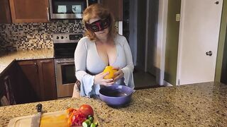 Crushing Food and RUBBING it onto My LONG MILF’S BOOBS