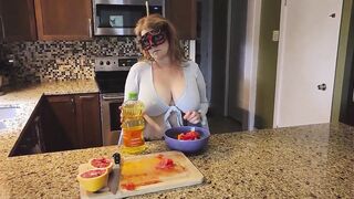 Crushing Food and RUBBING it onto My LONG MILF’S BOOBS