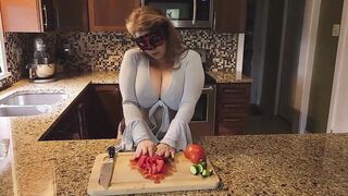 Crushing Food and RUBBING it onto My LONG MILF’S BOOBS