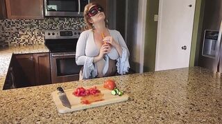 Crushing Food and RUBBING it onto My LONG MILF’S BOOBS