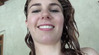 Barely Legal fingered her vagina into the pool then ride a penis rough