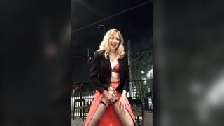 Outdoors – Paulina Back At Starbucks Patio Stripping + Cumming