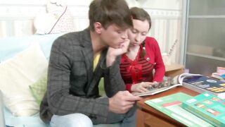 Dark Hair Russian 18 yo Tatyana plays with her friend's penis