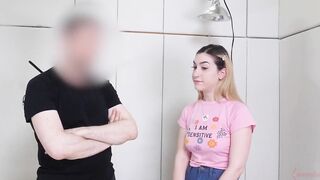 Booty screwed teenie slave gets facial after plowed