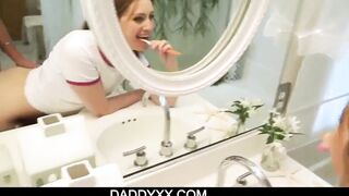 Red Head teens step daughter Maya Kendrick ginger busy on webcam with long thick dick
