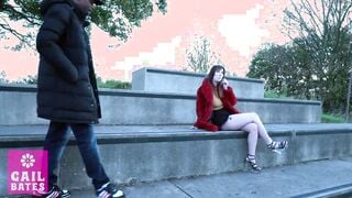 Preview: Snowbunny hoe Gail Bates shows off her queen of spades tattoo to pick up big black cock at the park