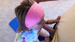 Sister gets caught working out by her pervert stepbrother